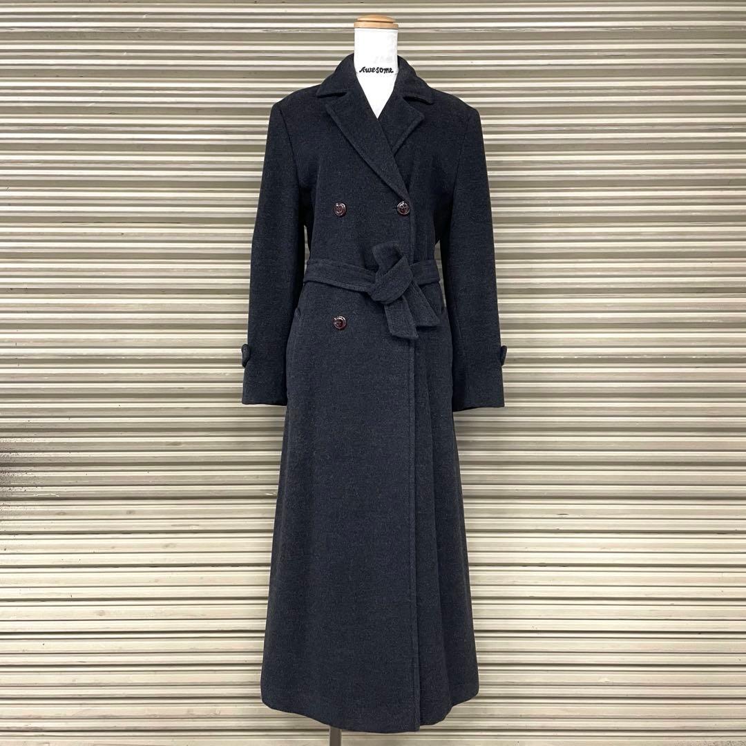 伊製 マックス&コー アンゴラ混 チェスターコート Aライン ダブル ベルト付