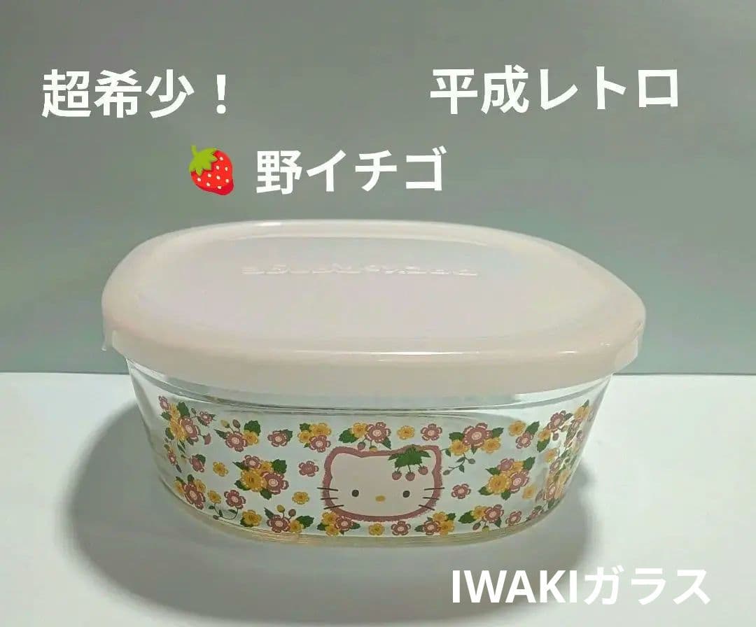 超希少！　ハローキティ　野イチゴ　ガラス保存容器　IWAKI　日本製　レンジ可