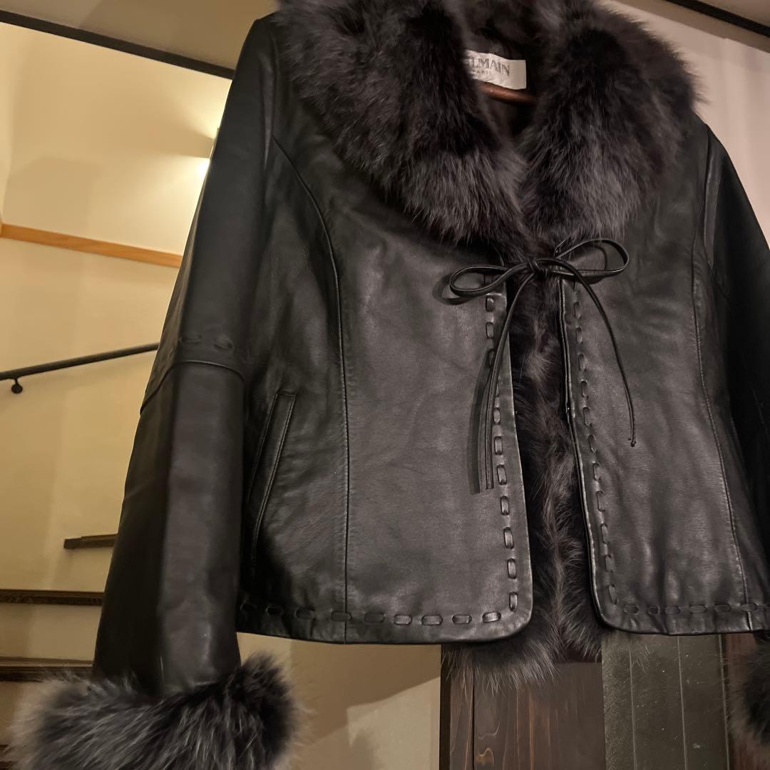 BALM AN ラムスキンレザージャケット❤️ブルーフォックスファー
