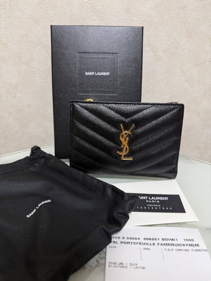 SAINT LAURENT モノグラム 二つ折り財布 ブラック