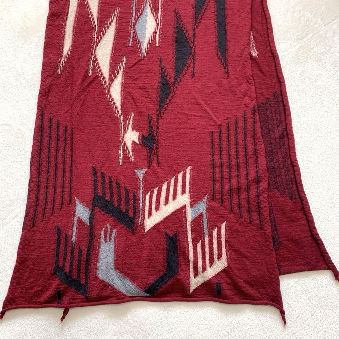 KAPITAL キャピタル　縮絨ウールストール　大判　マフラー　ワインレッド