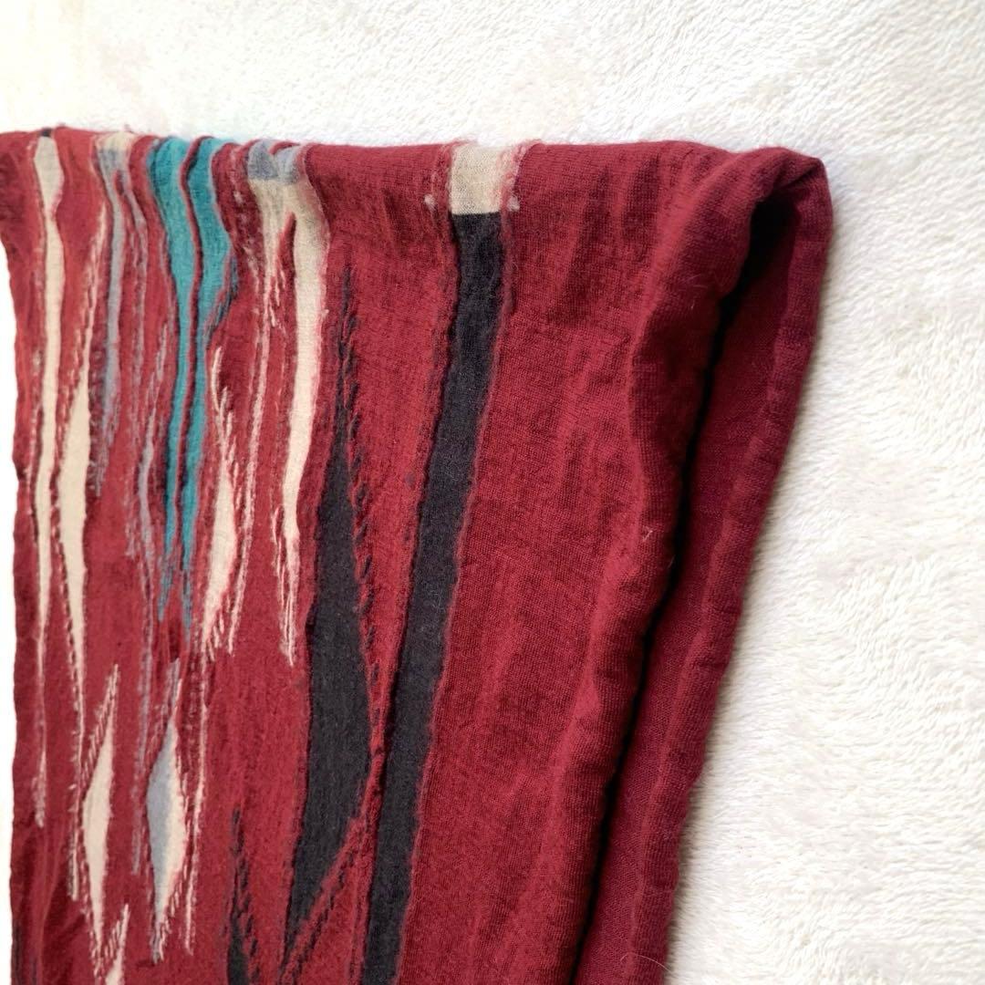 KAPITAL キャピタル　縮絨ウールストール　大判　マフラー　ワインレッド