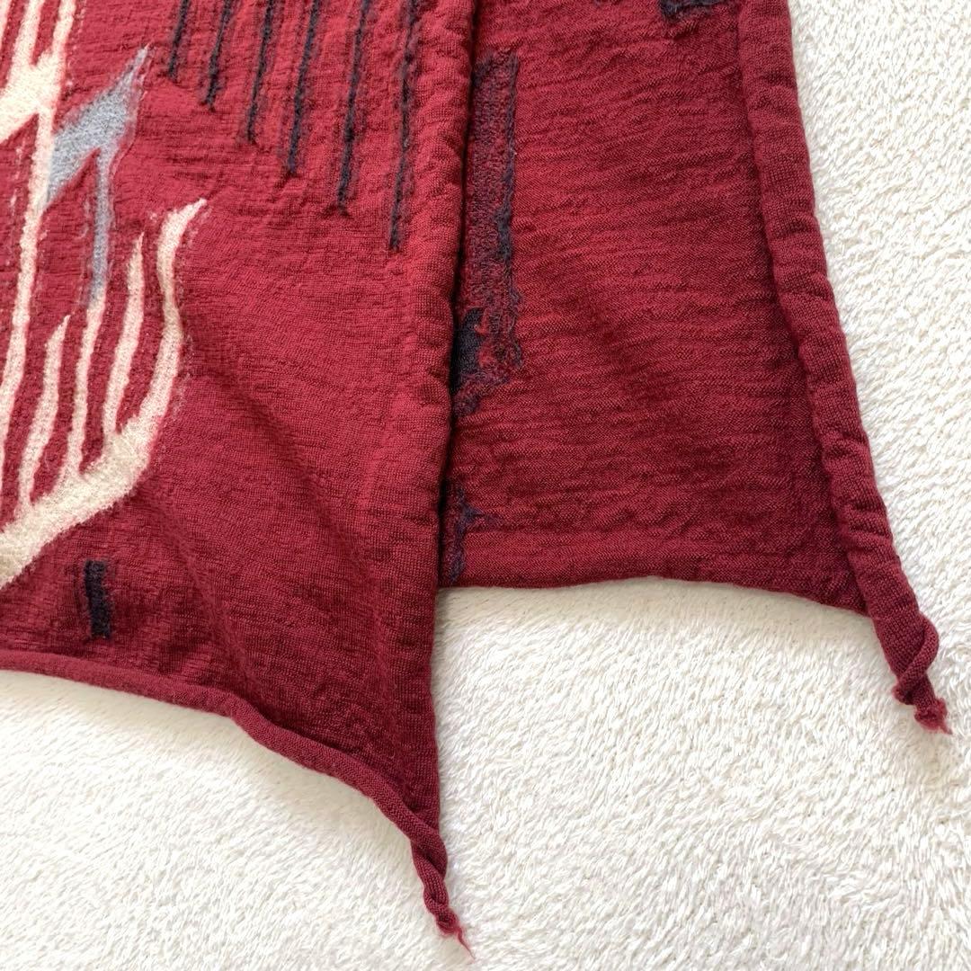 KAPITAL キャピタル　縮絨ウールストール　大判　マフラー　ワインレッド