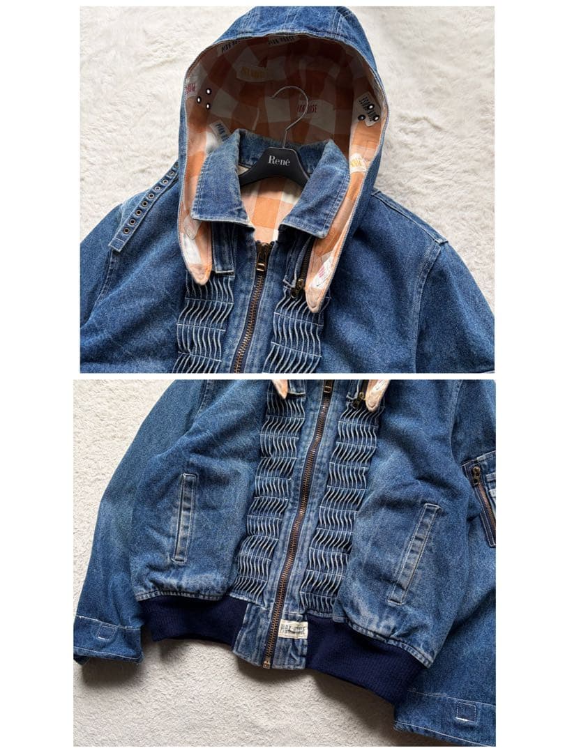 【美品】ピンクハウス デニムフライトジャケット デカロゴ フリル