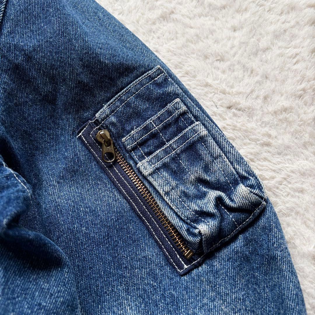 【美品】ピンクハウス デニムフライトジャケット デカロゴ フリル