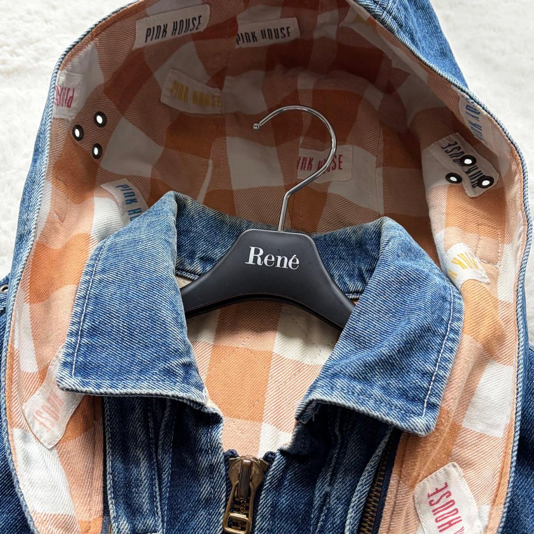 【美品】ピンクハウス デニムフライトジャケット デカロゴ フリル