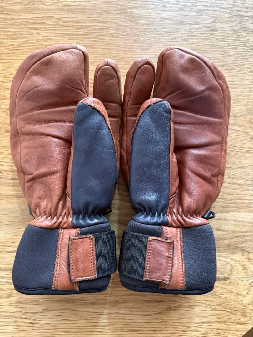 HESTRA　ミトングローブ　レザー　3フィンガー　サイズ7 ネイビーブラウン