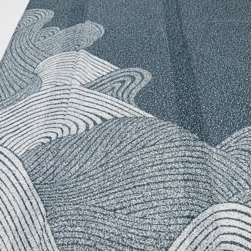 【洗える♪夏着物】付下げ＊絽 長尺 たたき染め調 流水模様 濃緑 化繊7SG13