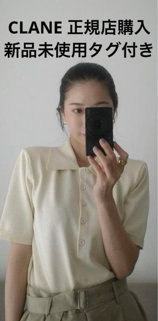 トップス CLANE SHOULDER PADS POLO KNIT TOPS