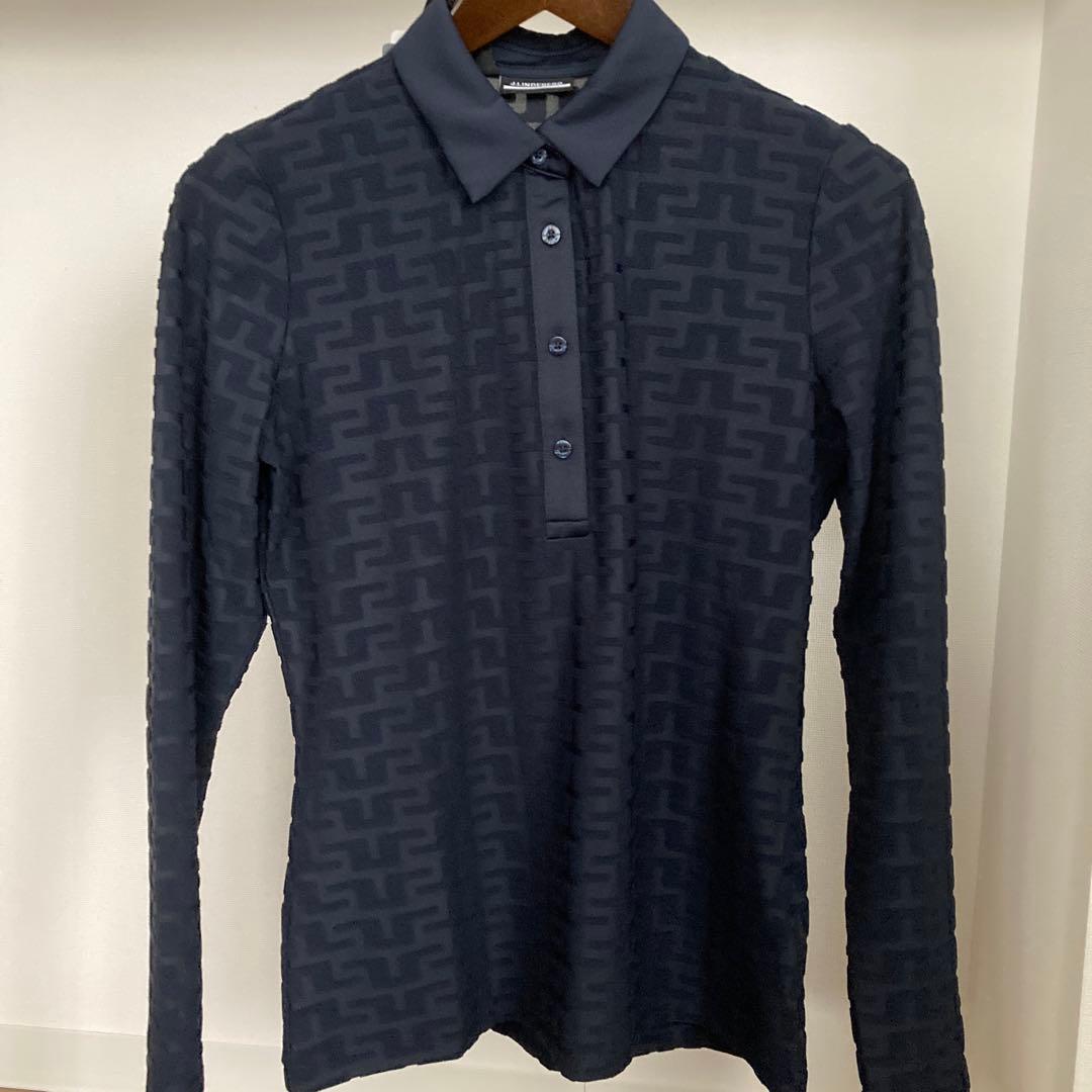 新品J.LINDEBERG レディース長袖ポロシャツ ネイビー Lサイズ 秋冬