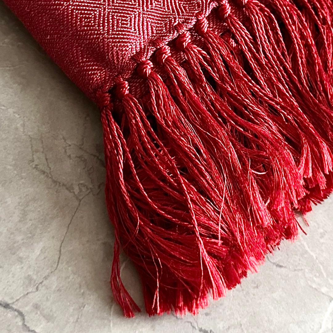 TOM FORD ユニセックス シルク リネン 大判 ストール レッド イタリア