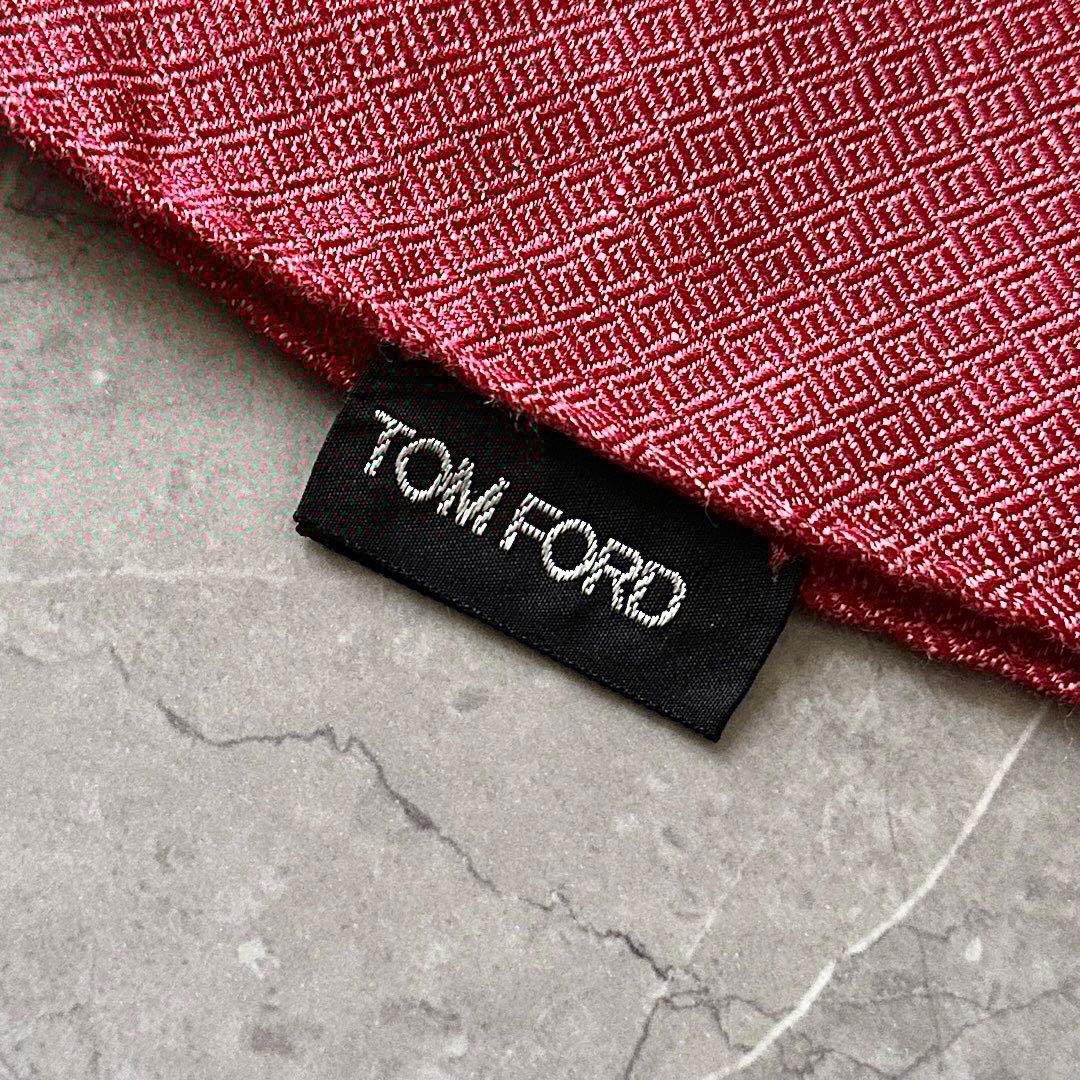 TOM FORD ユニセックス シルク リネン 大判 ストール レッド イタリア