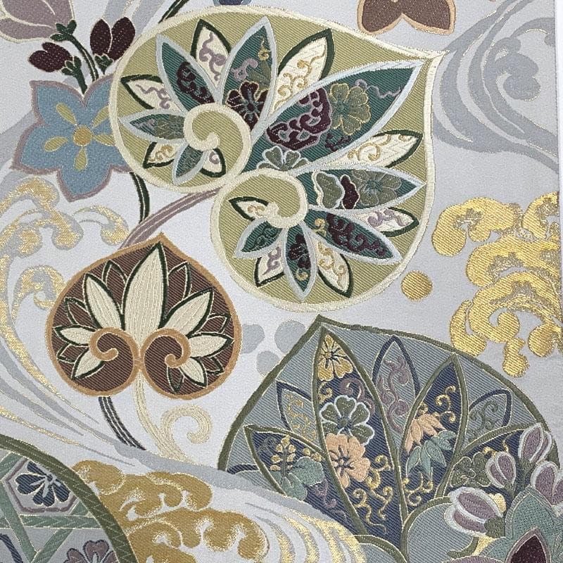 602my1◇織賽 唐織 波に葵 花 金糸 袋帯◇美品