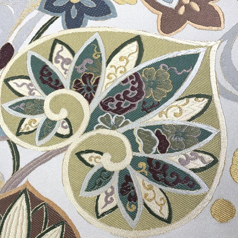 602my1◇織賽 唐織 波に葵 花 金糸 袋帯◇美品