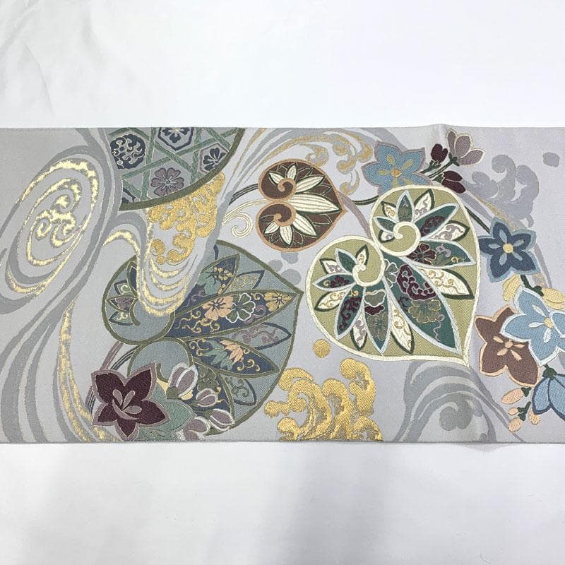 602my1◇織賽 唐織 波に葵 花 金糸 袋帯◇美品