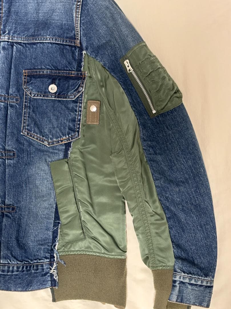 sacai MA-1 デニム コンビネーション ジャケット ドッキング