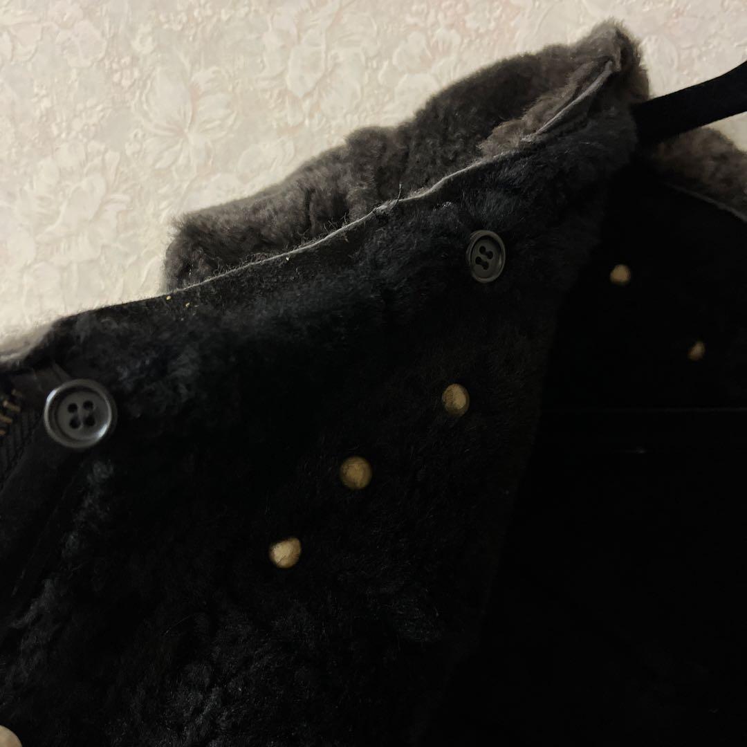 d*7様 Hn+DIE ファー付きブラックベスト 羊毛　hnaoto