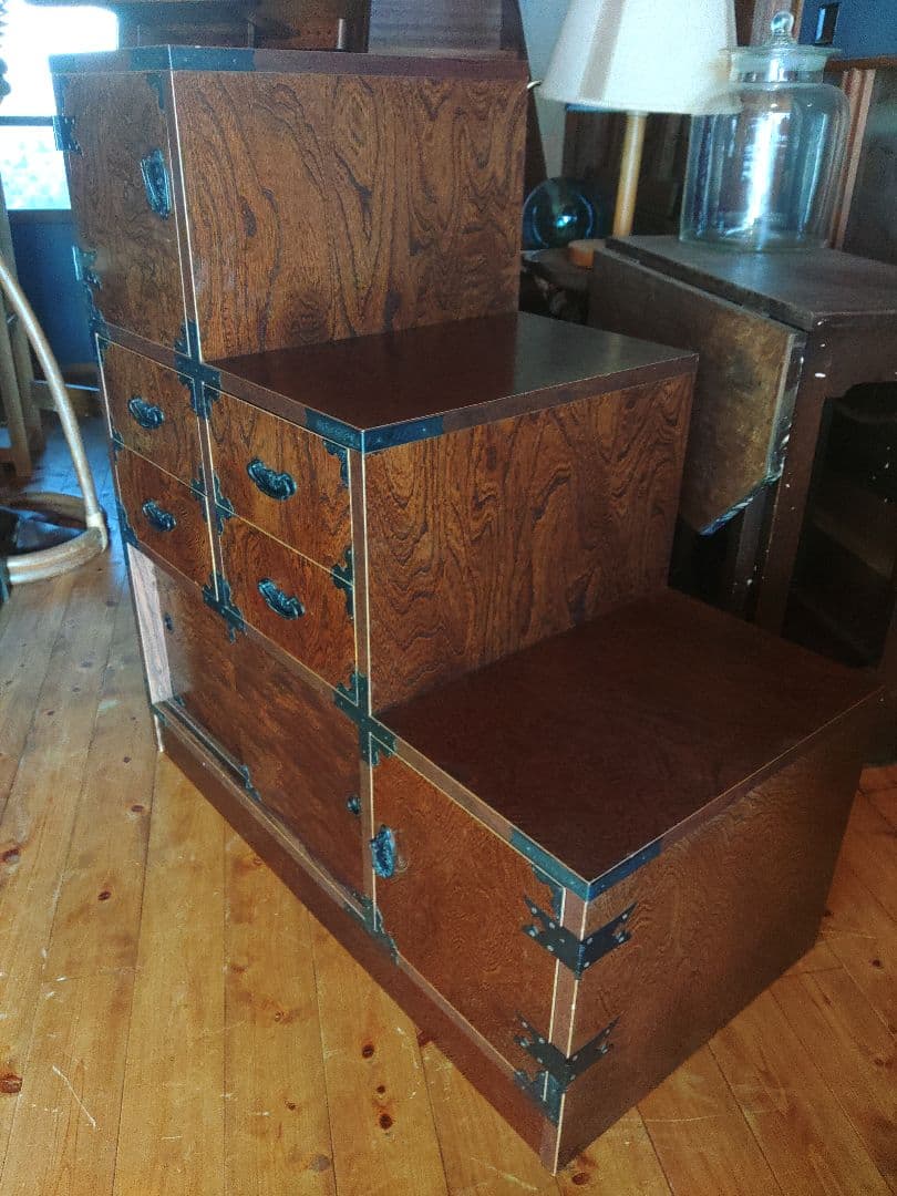 希少　けやき民芸 階段タンス 民芸箪笥 和家具 和風インテリア 和モダン　レトロ