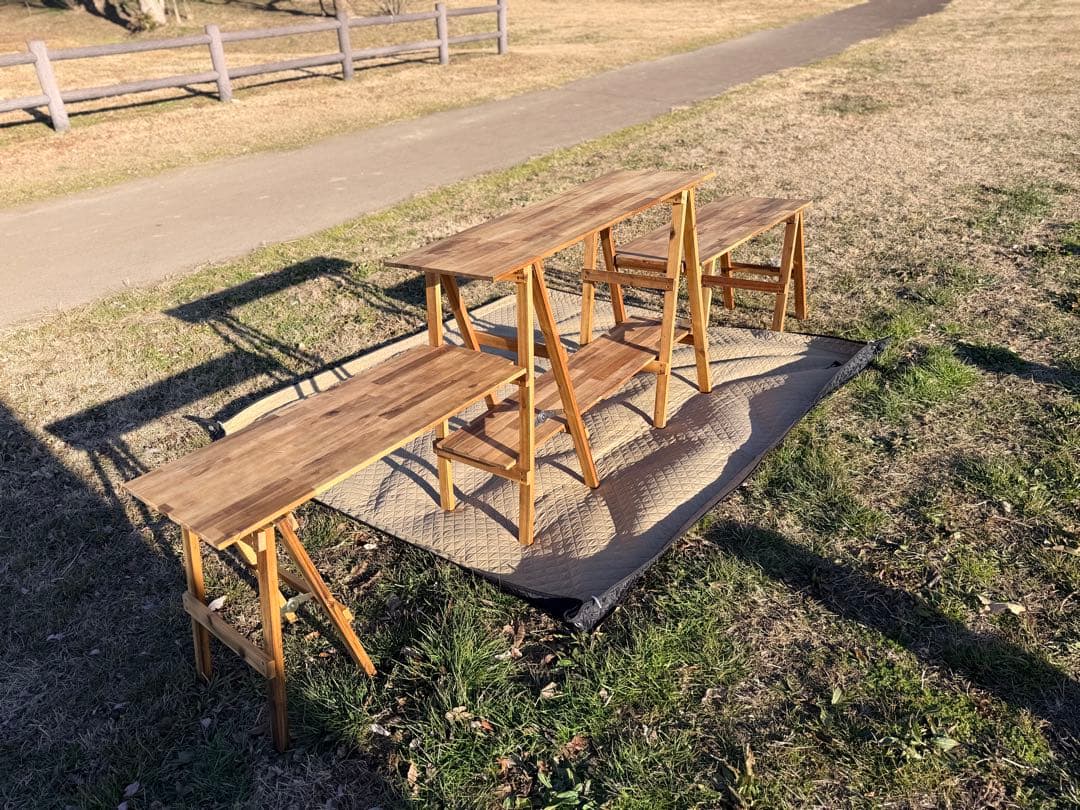 ベルVISION PEAKS アカシアキッチンラック、オプションテーブル×