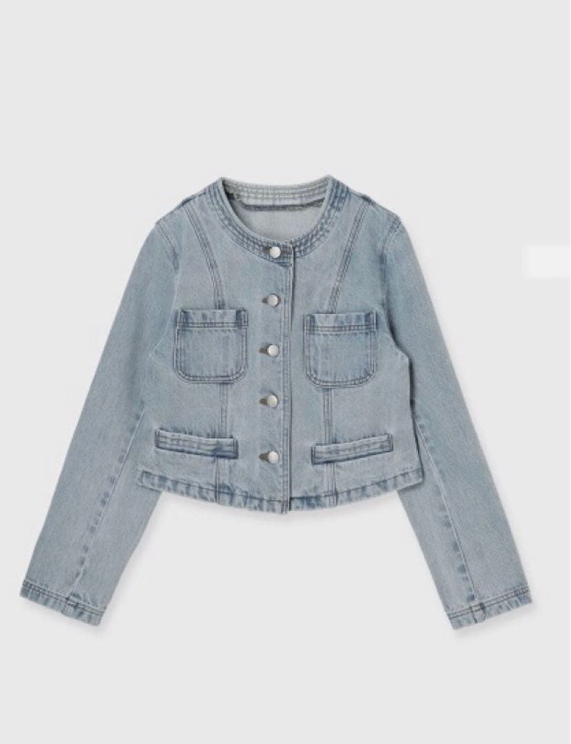 アニュアンス　新品　ノーカラーデニムジャケット　ライトブルー　Mサイズ