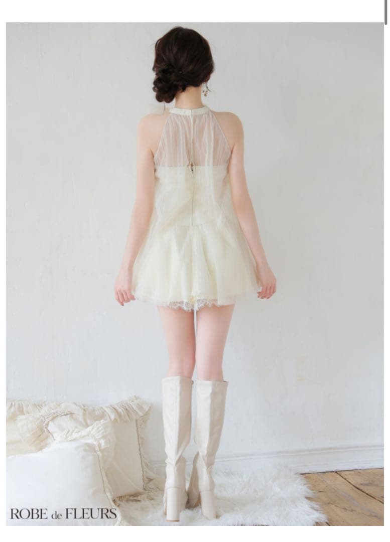 ROBE de FLEURS ミニドレス グレー