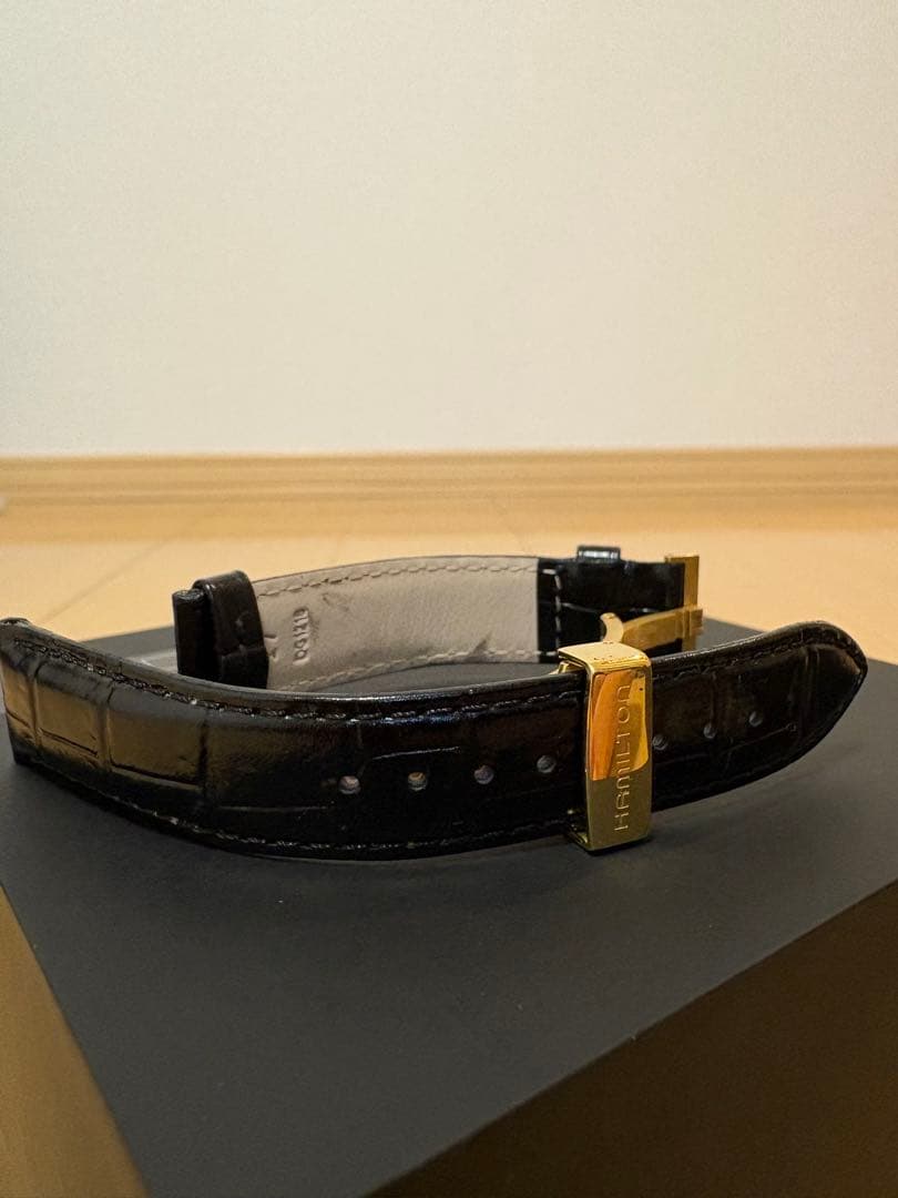 ★HAMILTON★ベンチュラ純正/クロコダイル型押しベルト(ゴールド)