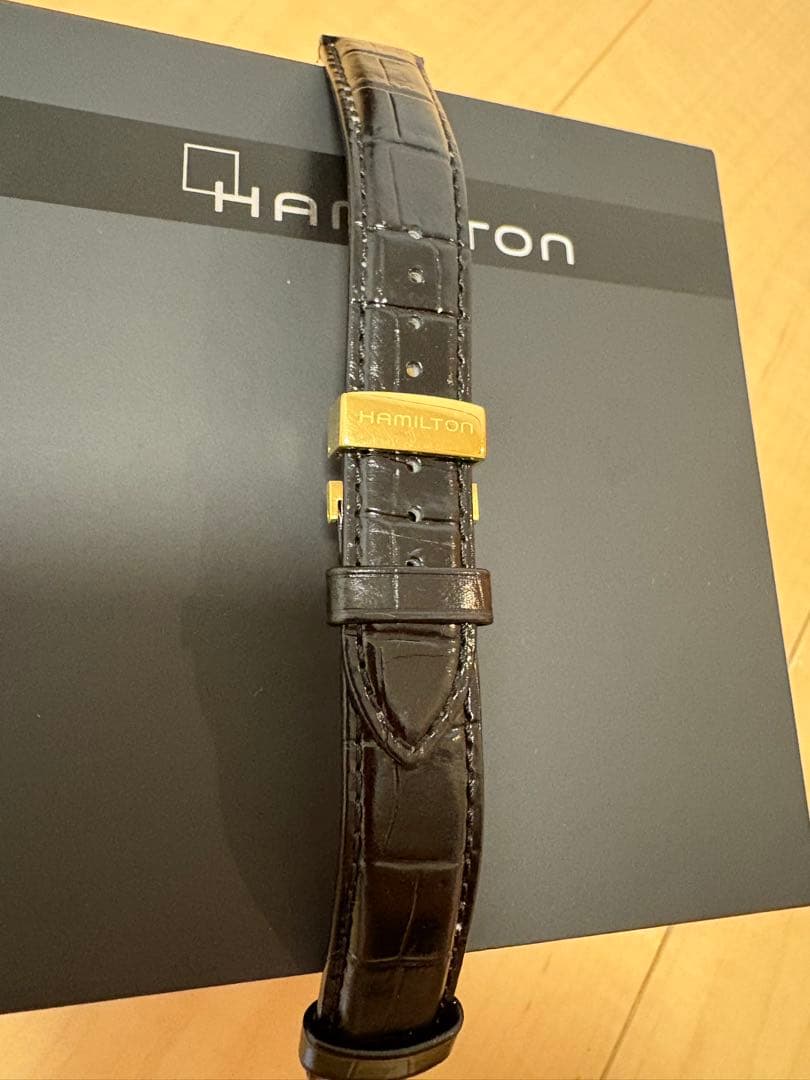 ★HAMILTON★ベンチュラ純正/クロコダイル型押しベルト(ゴールド)