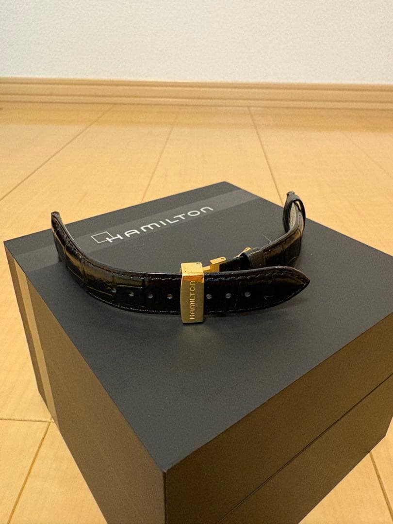 ★HAMILTON★ベンチュラ純正/クロコダイル型押しベルト(ゴールド)