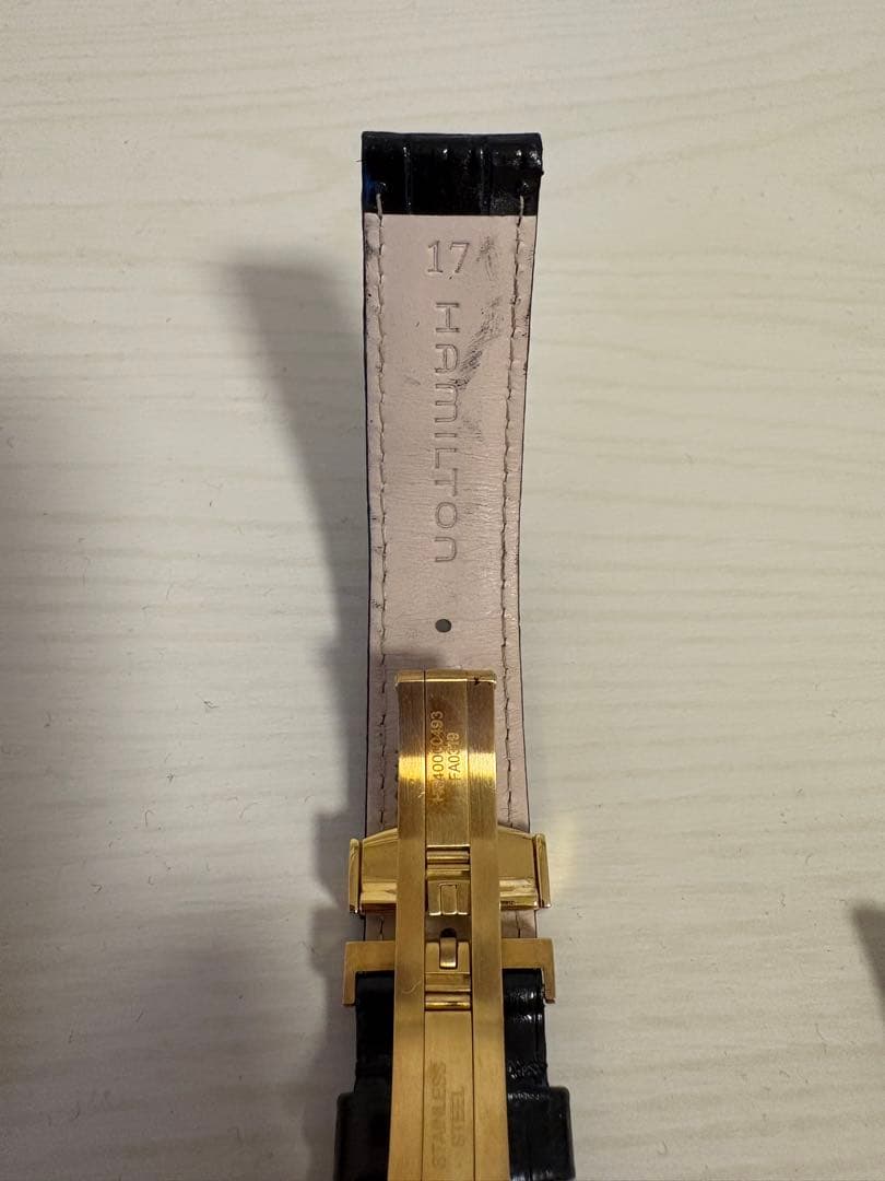 ★HAMILTON★ベンチュラ純正/クロコダイル型押しベルト(ゴールド)