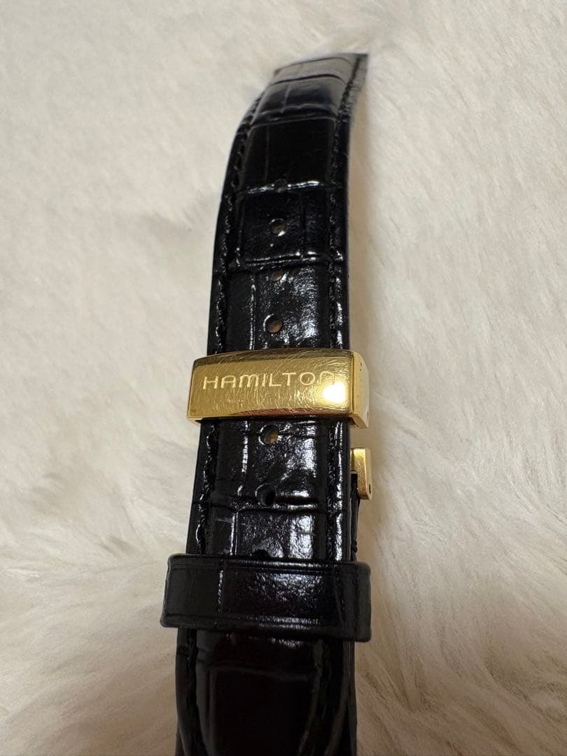 ★HAMILTON★ベンチュラ純正/クロコダイル型押しベルト(ゴールド)