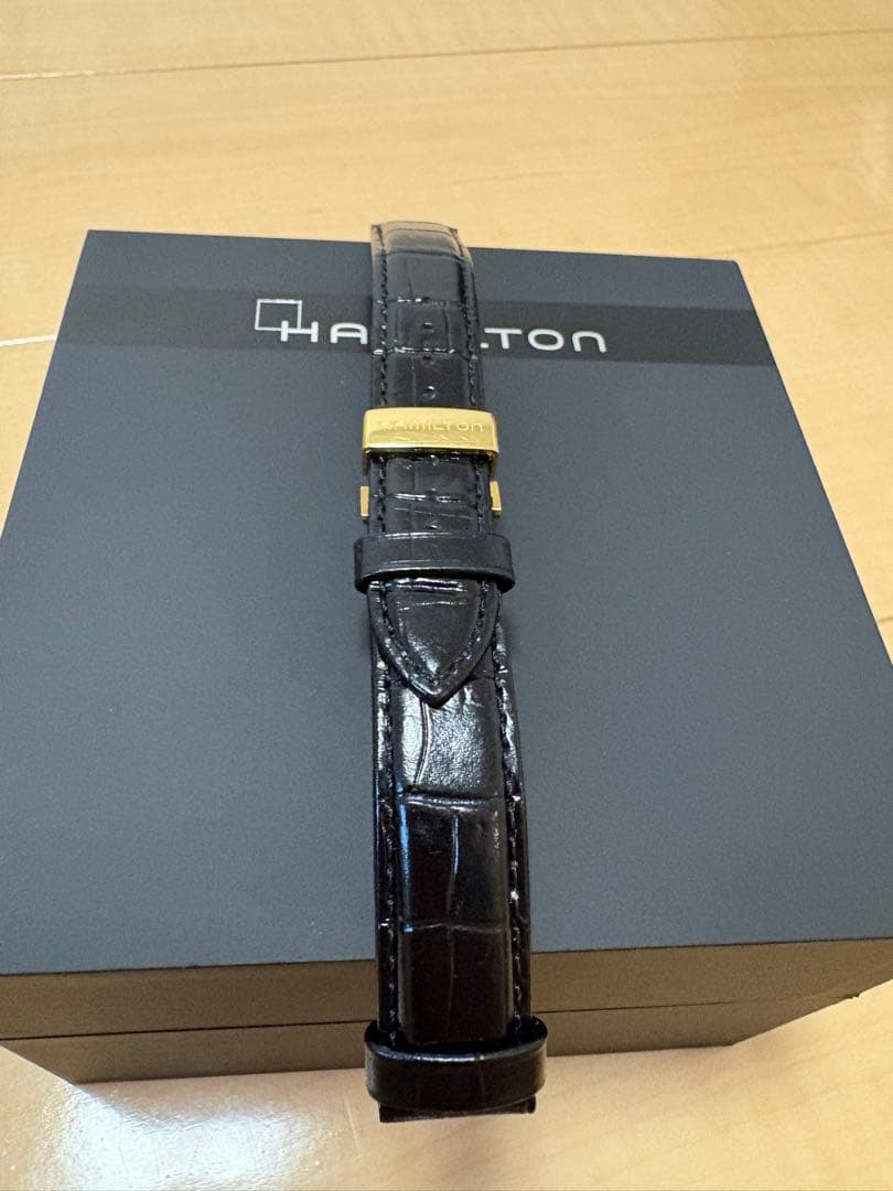 ★HAMILTON★ベンチュラ純正/クロコダイル型押しベルト(ゴールド)