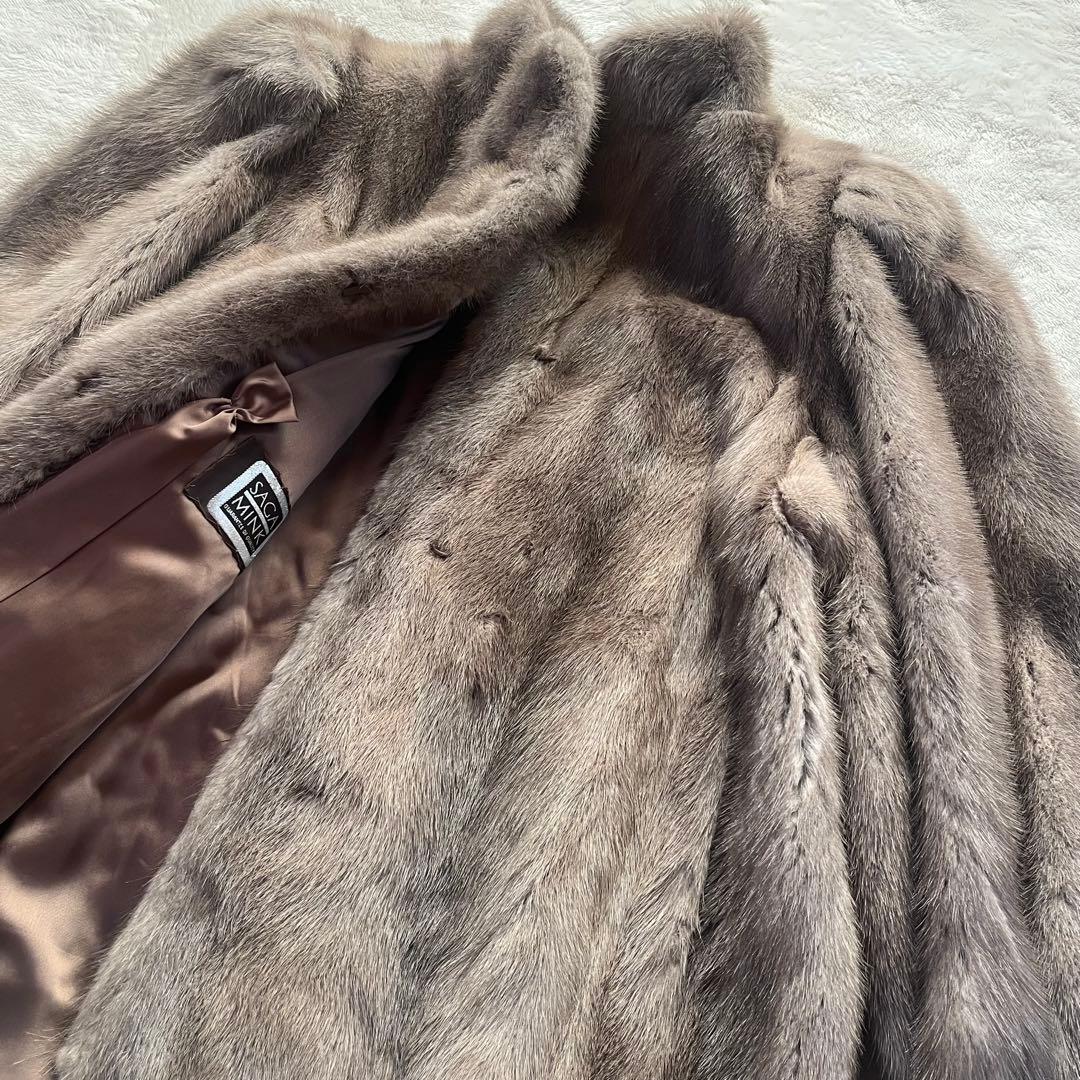 美品✨サガミンク 銀タグ 毛皮 リアルファー ファーコート 大きいサイズ 13号