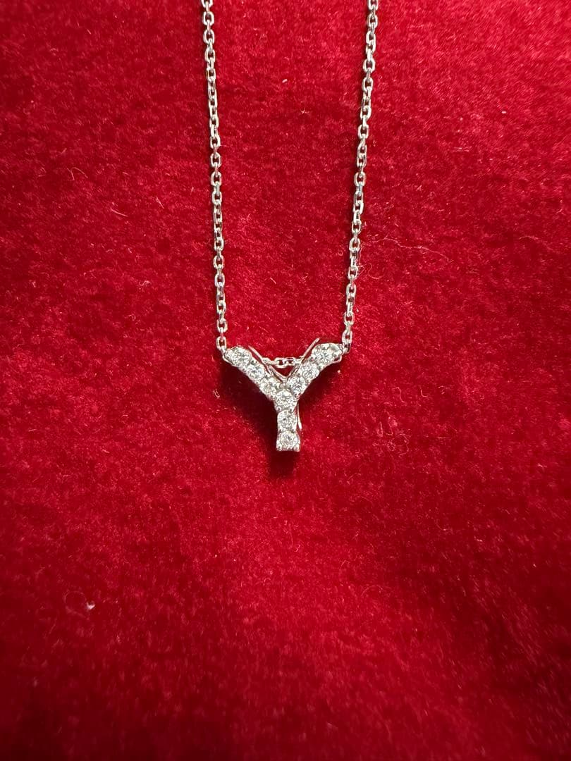 18金アルファベットYホワイトゴールドネックレス