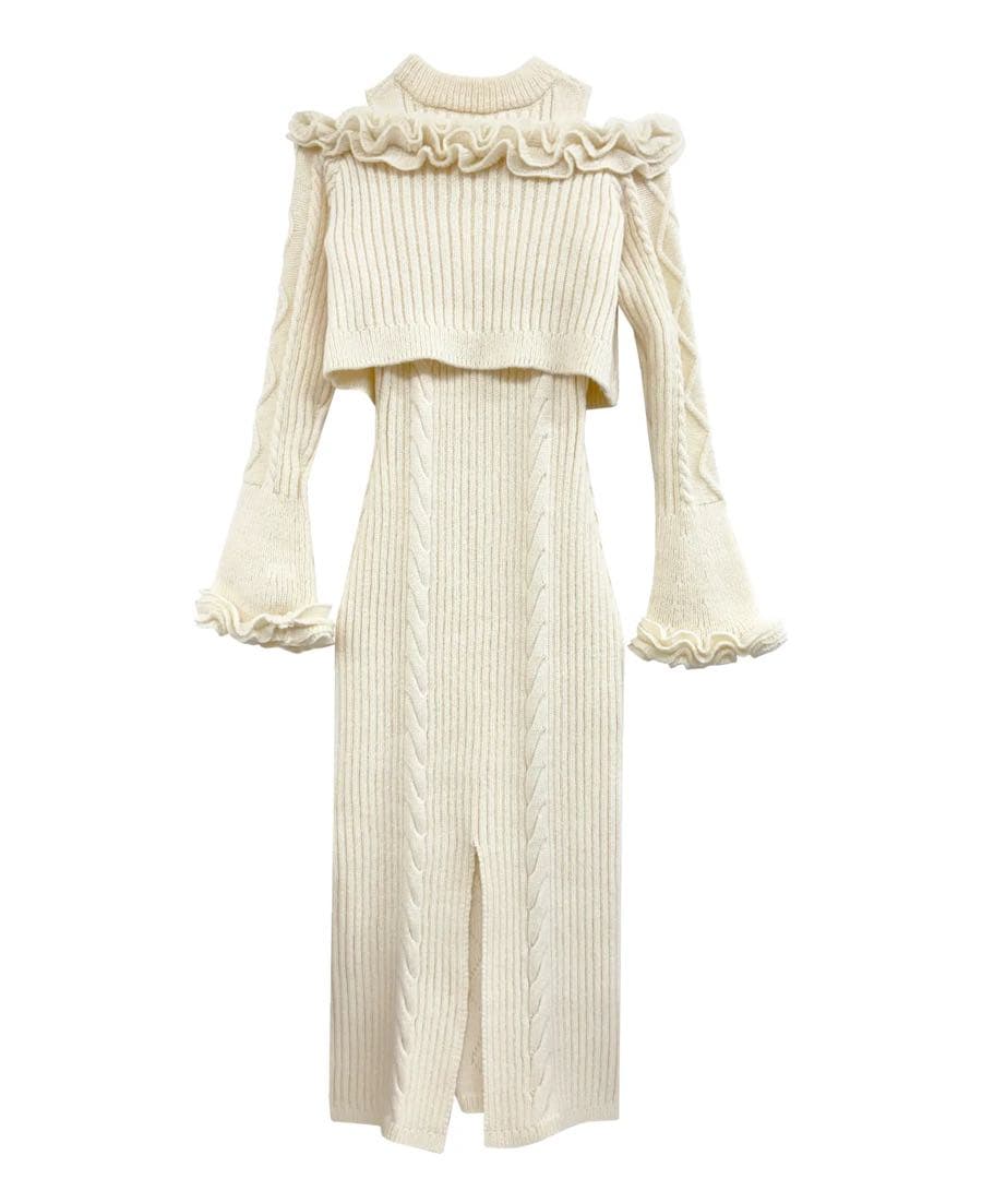 ロゼミューズ Cable knit o/p set