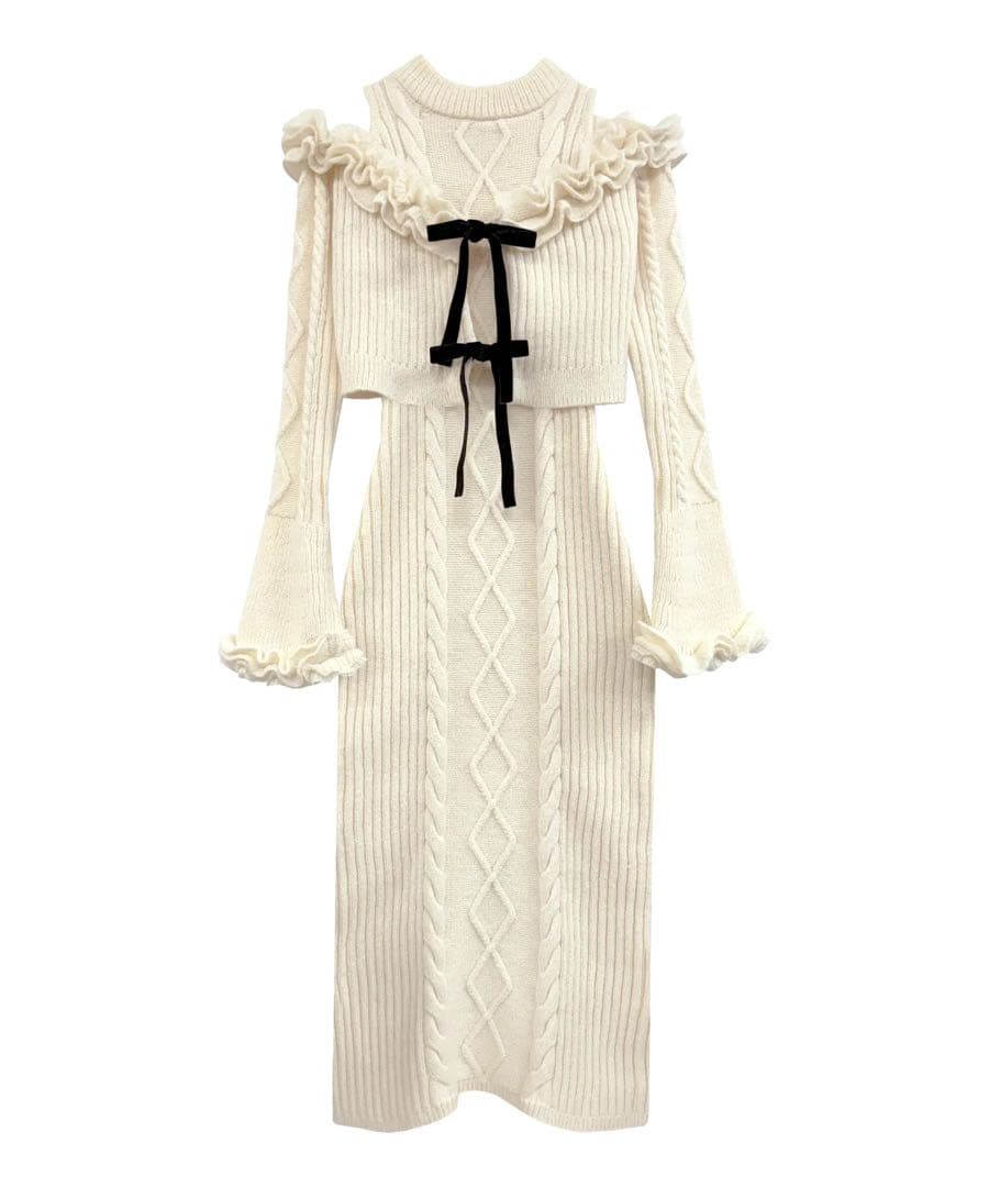 ロゼミューズ Cable knit o/p set