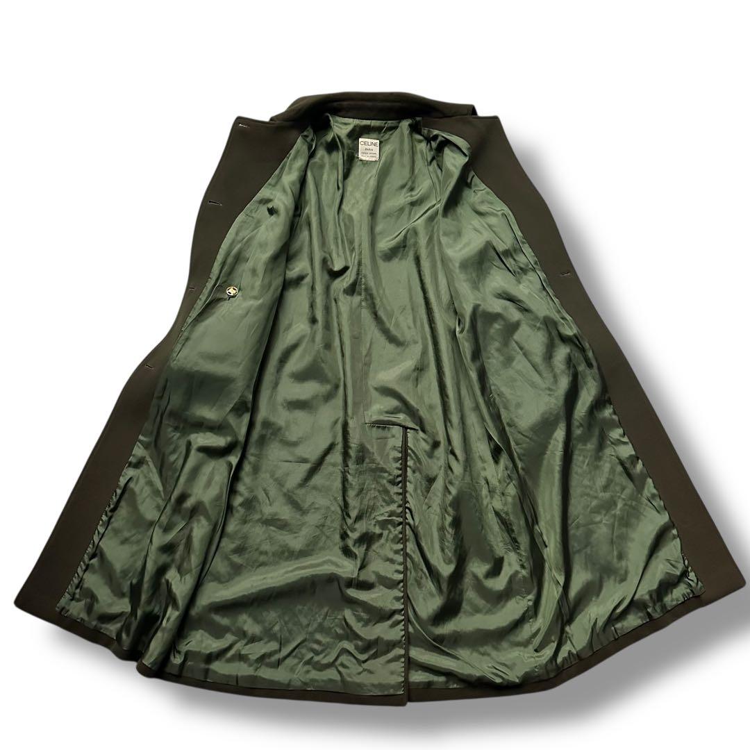 希少 セリーヌ チェスターコート ダブル トリオンフ ロング カーキ レディース