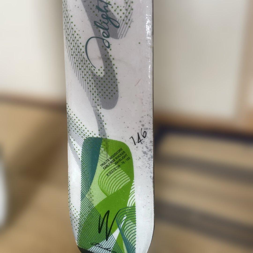 スキー板 エラン　軽量型　146センチ　グリーン ホワイト ビンディングつき