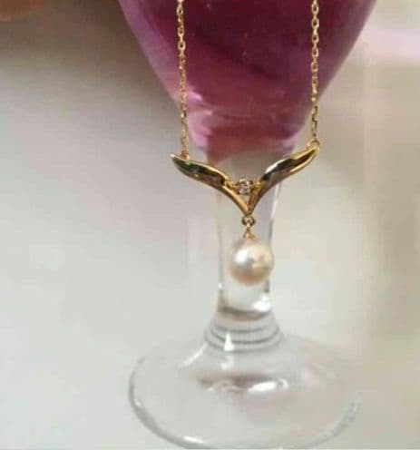 MIKIMOTO　K18YGダイヤ/真珠ネックレス