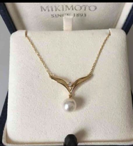 MIKIMOTO　K18YGダイヤ/真珠ネックレス