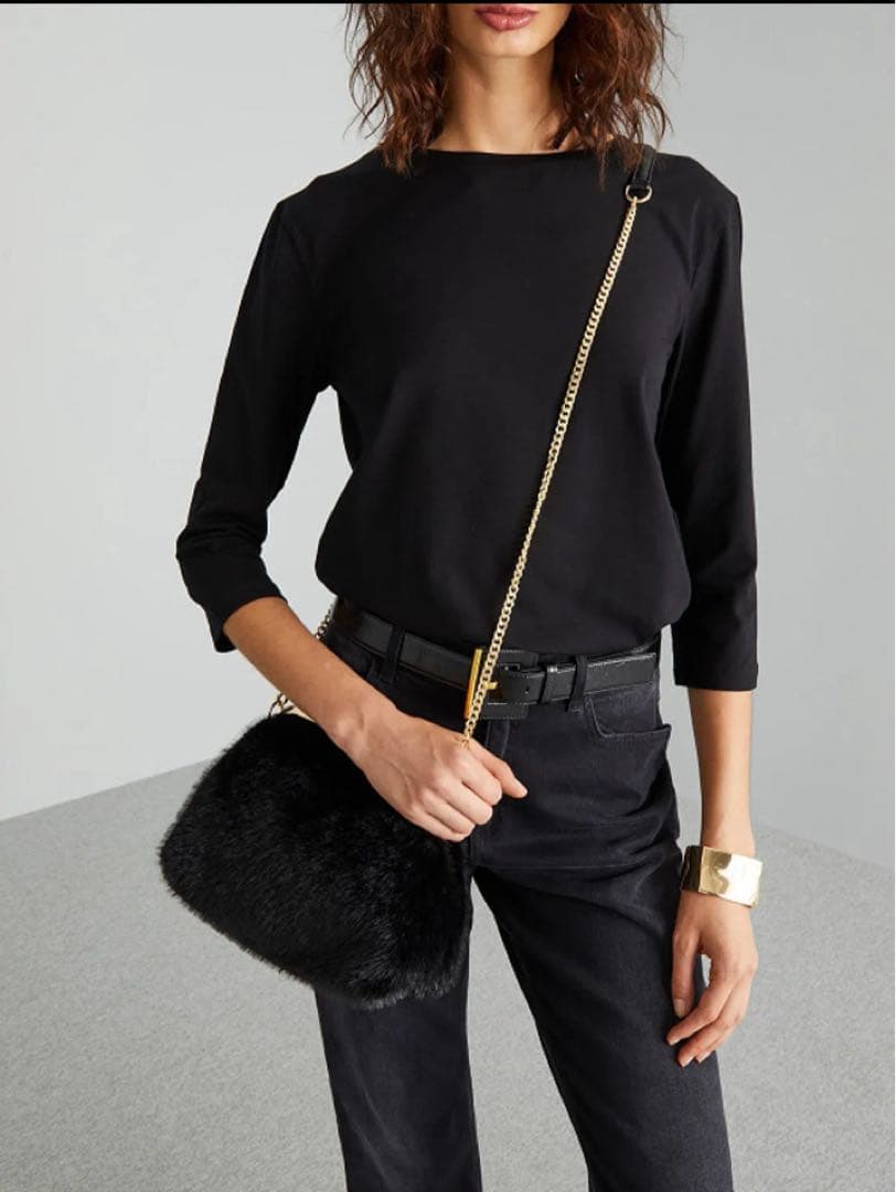 Max Mara ブラックファー ショルダーバッグ（新品）