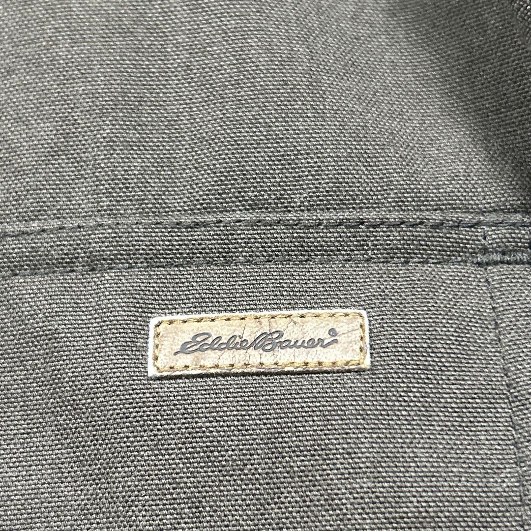 極美品　エディーバウアー　ポリエステルジャケット 豚革襟 カバーオール　L