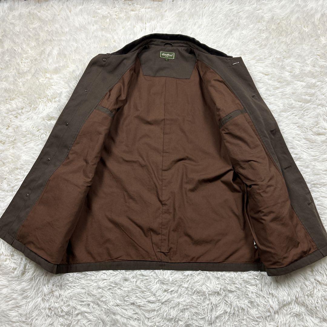 極美品　エディーバウアー　ポリエステルジャケット 豚革襟 カバーオール　L