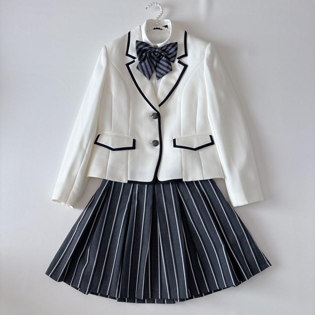 卒服 ミッシェルアルフレッド 白パイピングジャケット×スカートセット 160