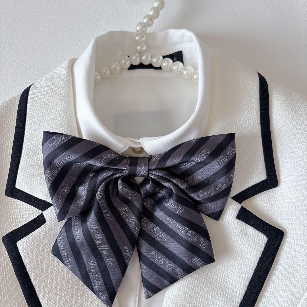 卒服 ミッシェルアルフレッド 白パイピングジャケット×スカートセット 160