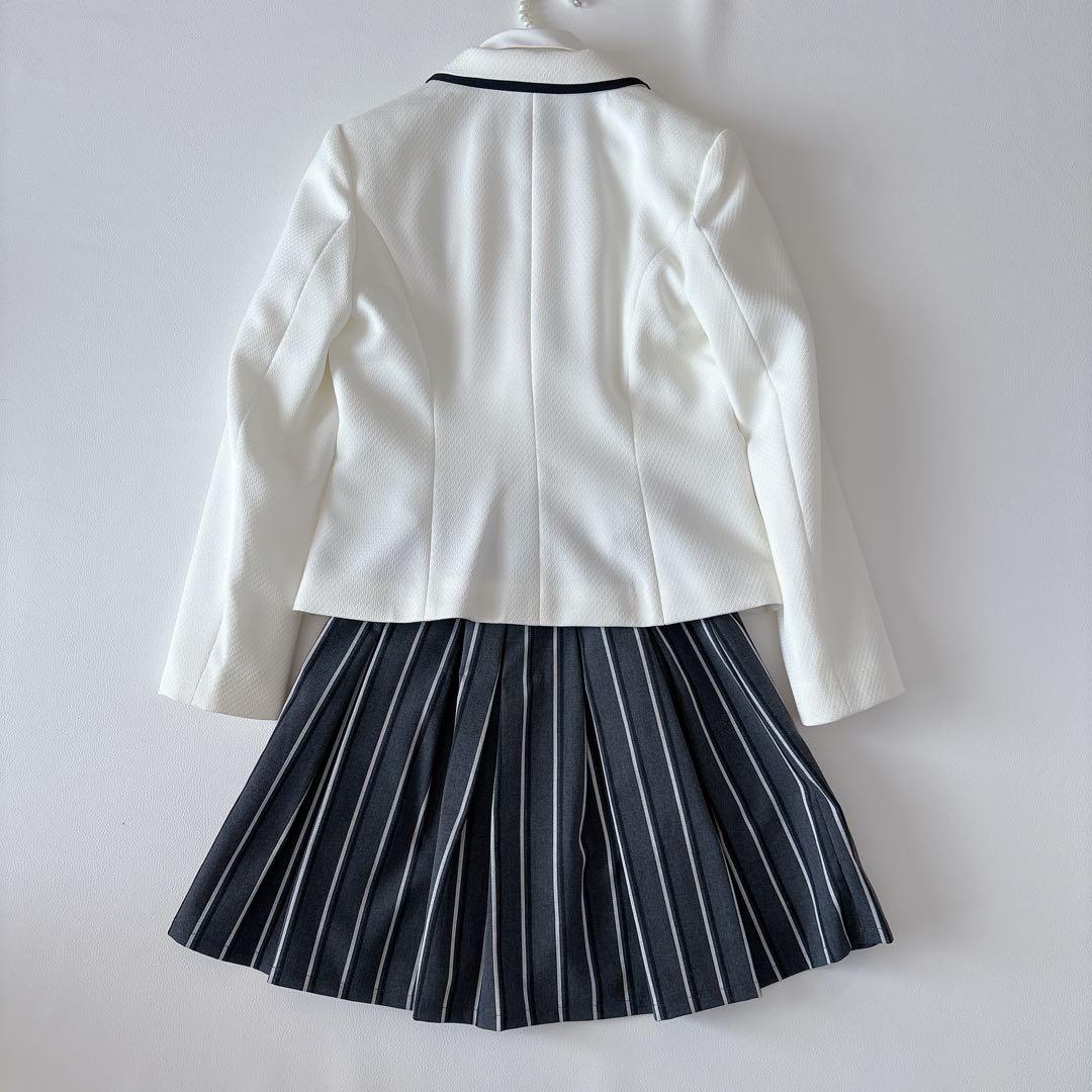 卒服 ミッシェルアルフレッド 白パイピングジャケット×スカートセット 160