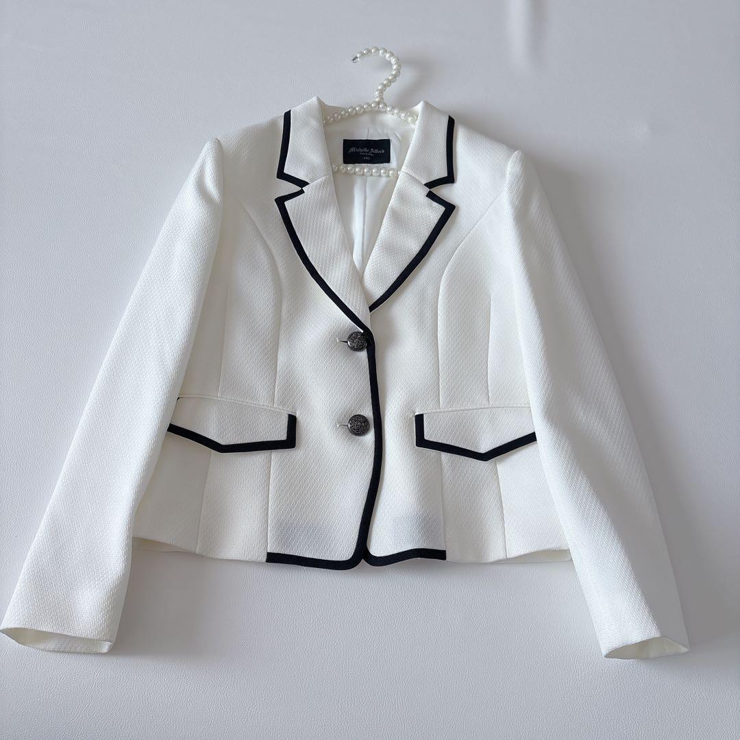 卒服 ミッシェルアルフレッド 白パイピングジャケット×スカートセット 160