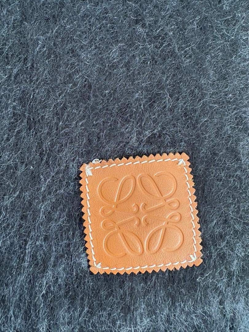 LOEWE マフラー モヘア アナグラム フリンジ ブラック ロング