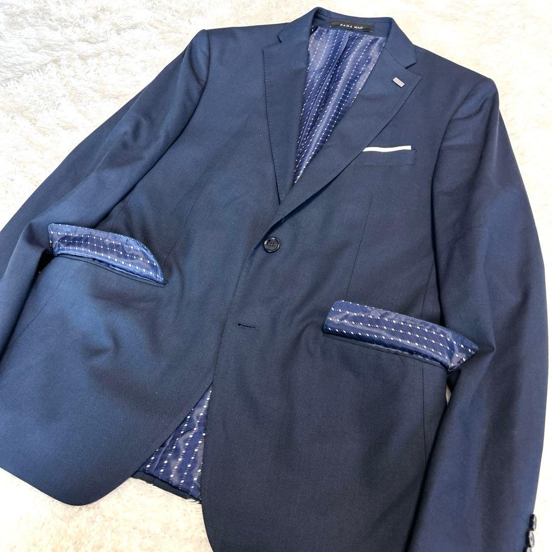 新品✨ZARA MAN スーツ セットアップ 52 大きいサイズ 総柄裏地