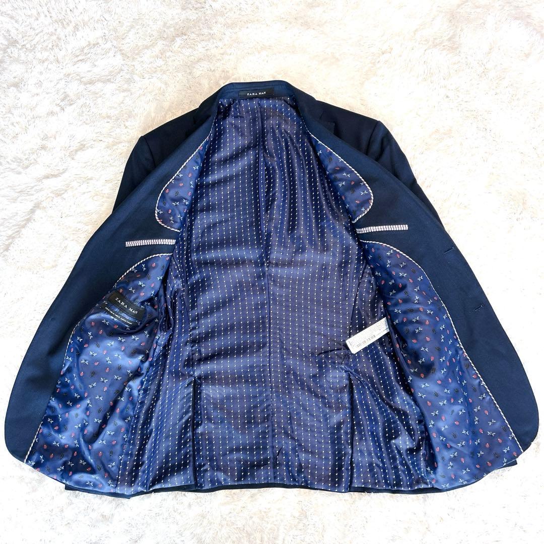 新品✨ZARA MAN スーツ セットアップ 52 大きいサイズ 総柄裏地