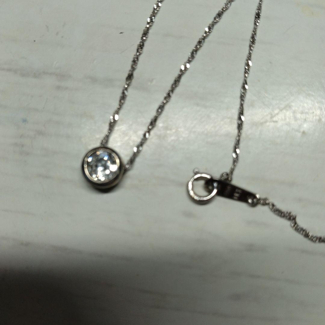 ラ*ん様 チェーンk14 ホワイトゴールド　トップシルバー925 CZ